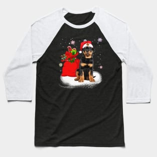 Christmas Santa Rottweiler Baseball T-Shirt